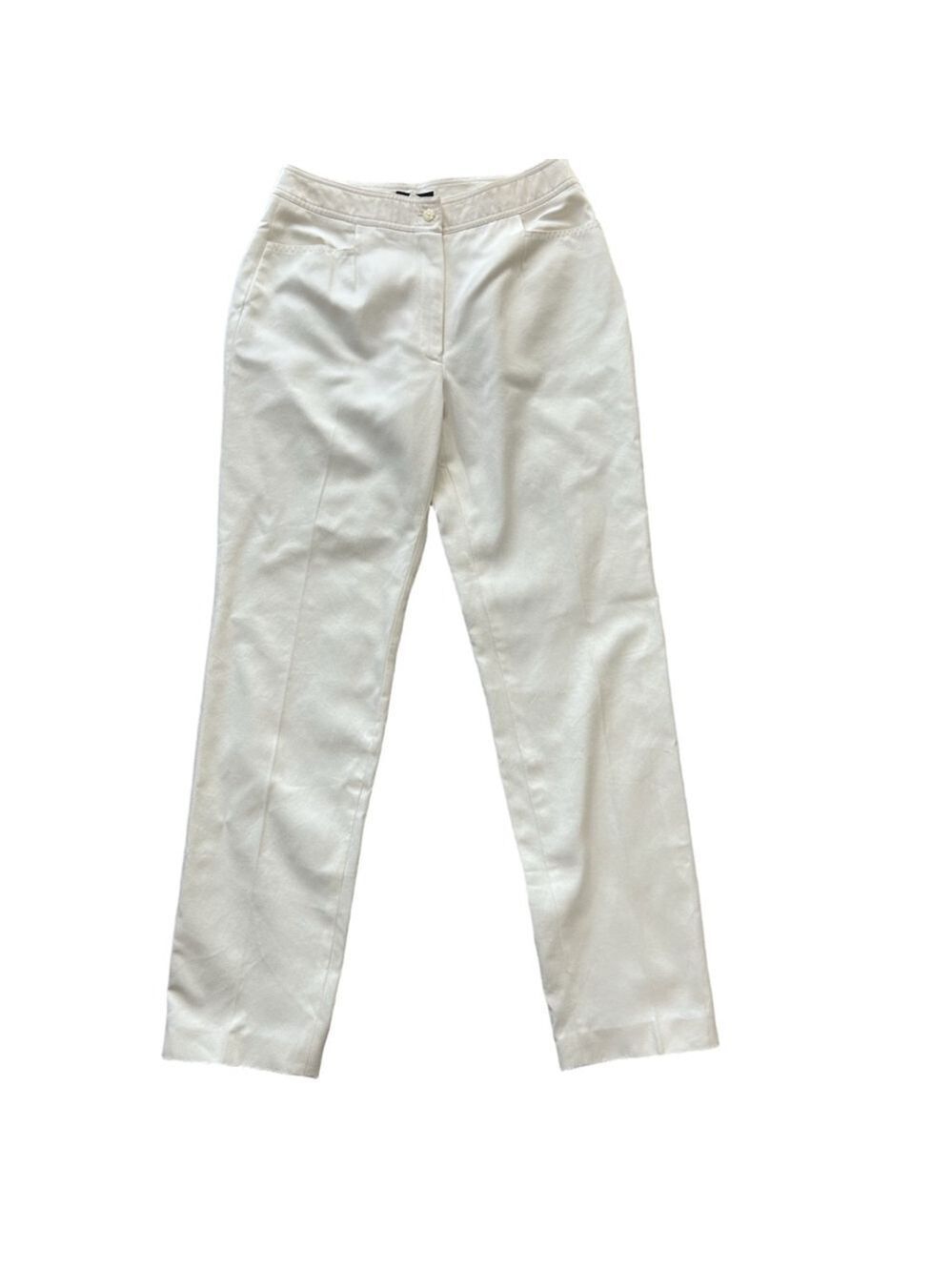 Virani White Label Women’s White Flat Front Trousers Size 6 Cotton Blend